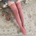 thumbnail image 3 of comerut 1 Pair Thigh High Stockings Knee Length Lace Stitching Solid Color Stretchy Super Soft Keep Warm Polyester Thicken Warm Stockings Winter Over Knee Socks for Girl, 3 of 8