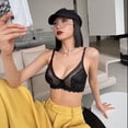 thumbnail image 5 of Sujetador de Mujer Cobertura Total de Encaje Tallas Grandes Sujetador Ajustado Copa Completa Ropa Interior sin Forro - Negro, 5 of 5