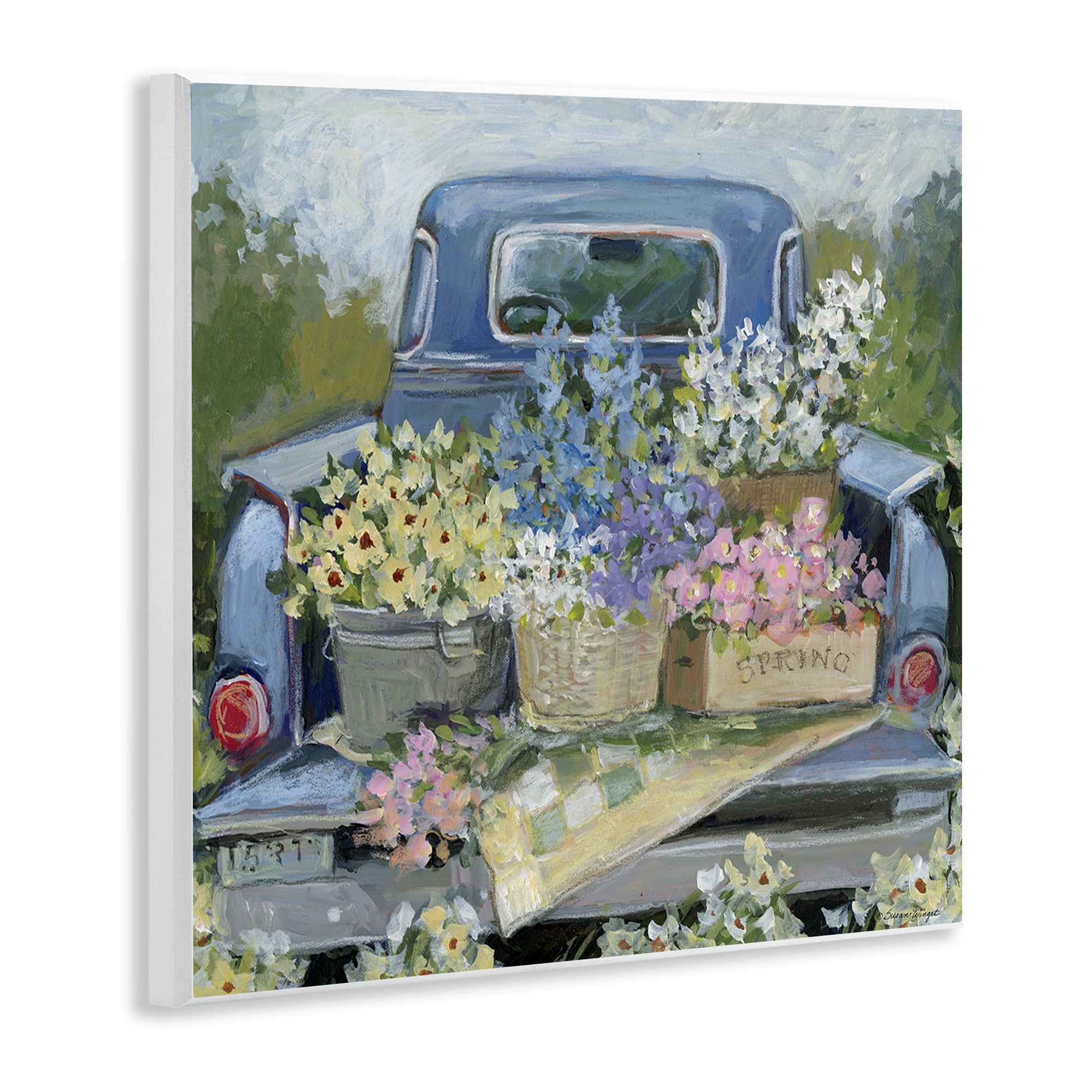 Stupell Industries Truck Bed with Flowers Wall Plaque Art, design by Susan Winget