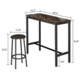 thumbnail image 4 of 3-Piece Metal Bar Table Set, Counter Height Pub Bistro Set, Modern Breakfast Table & Stools Adjustable Height, Wood High Top Dining Set for Saving Space, Dark Brown, 4 of 6