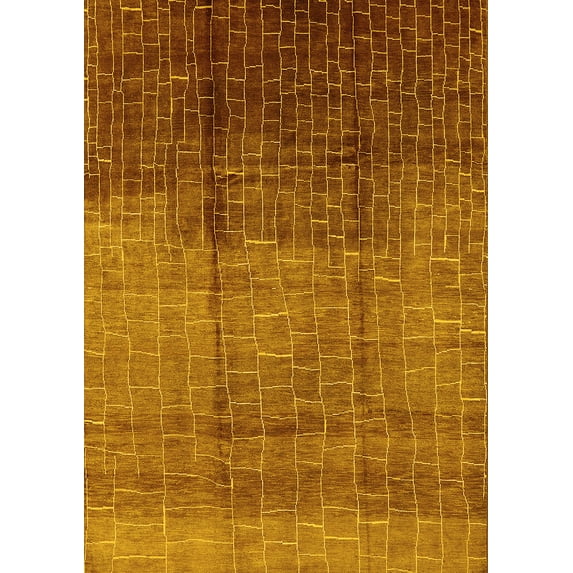 Ahgly Company Indoor Rectangle Solid Yellow Modern Area Rugs, 8' x 12'