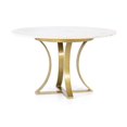 thumbnail image 3 of Florian Dining Table in Gold, Round Dining Table, Faux White Marble Dining Table, Gold Stainless Steel Dining Table, Dining Room Table, Kitchen Dining Table with Gold Base, 3 of 3