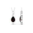 thumbnail image 2 of Rosec Jewels Red Garnet Pendant Necklace with Diamond for Women - AAA Grade - 12X8 mm, 925 Sterling Silver, 2 of 7