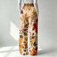 thumbnail image 5 of Hearthz Thanksgiving Women's Fleece Pants Fall Maple Leaf Print Wide Leg Women Pajama Pants Elastic Drawstring High Waist Sleeping Pants Women Womens Plush Pajama Pants, 5 of 6