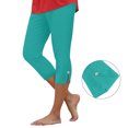 thumbnail image 2 of felwors Summer Capris for Women Casual Stretch High Waisted Yoga Pants Lightweight Pull On Side Split Athletic Cropped Trouser Mint Green for Size L, 2 of 4