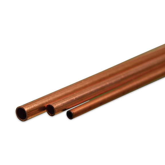K&S Bendable Metal Shape - Copper, Round Tube, 3/32", 1/8", 5/32", Pkg of 3