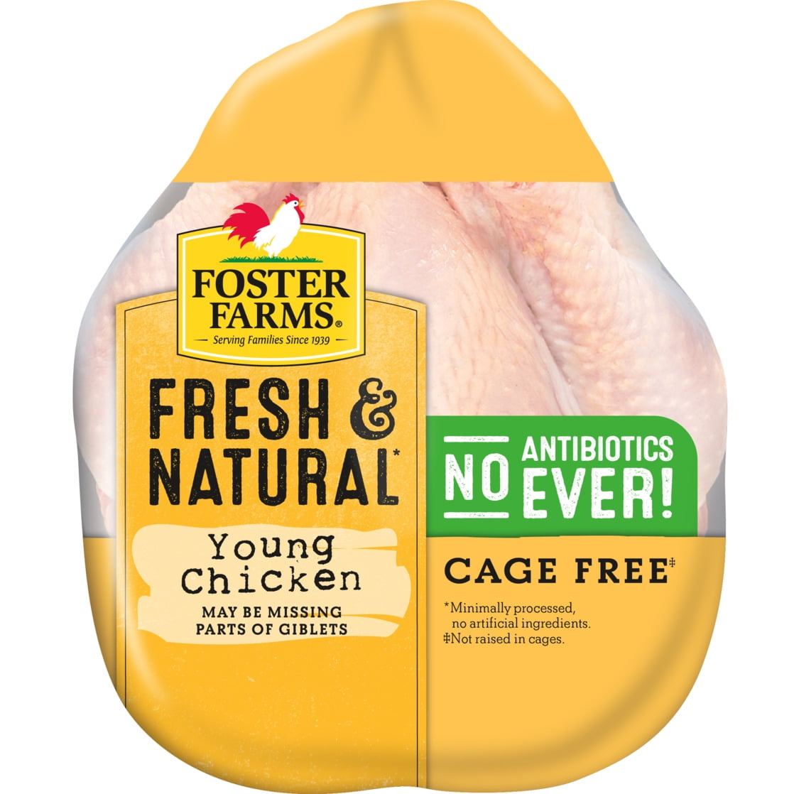 Foster Farms Fresh & Natural Cage Free Whole Chicken, 5.0-5.5 lb