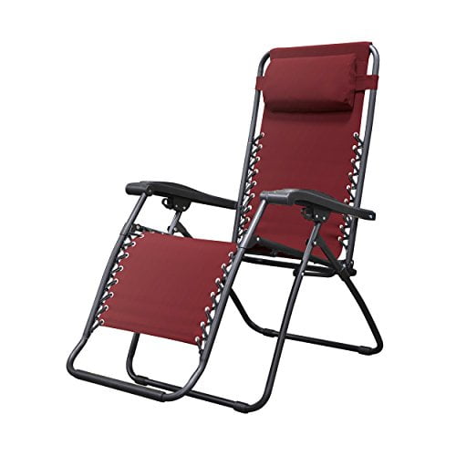 Caravan Sports Zero Gravity Chaise Longue de Patio Extérieure Pliante, Bourgogne