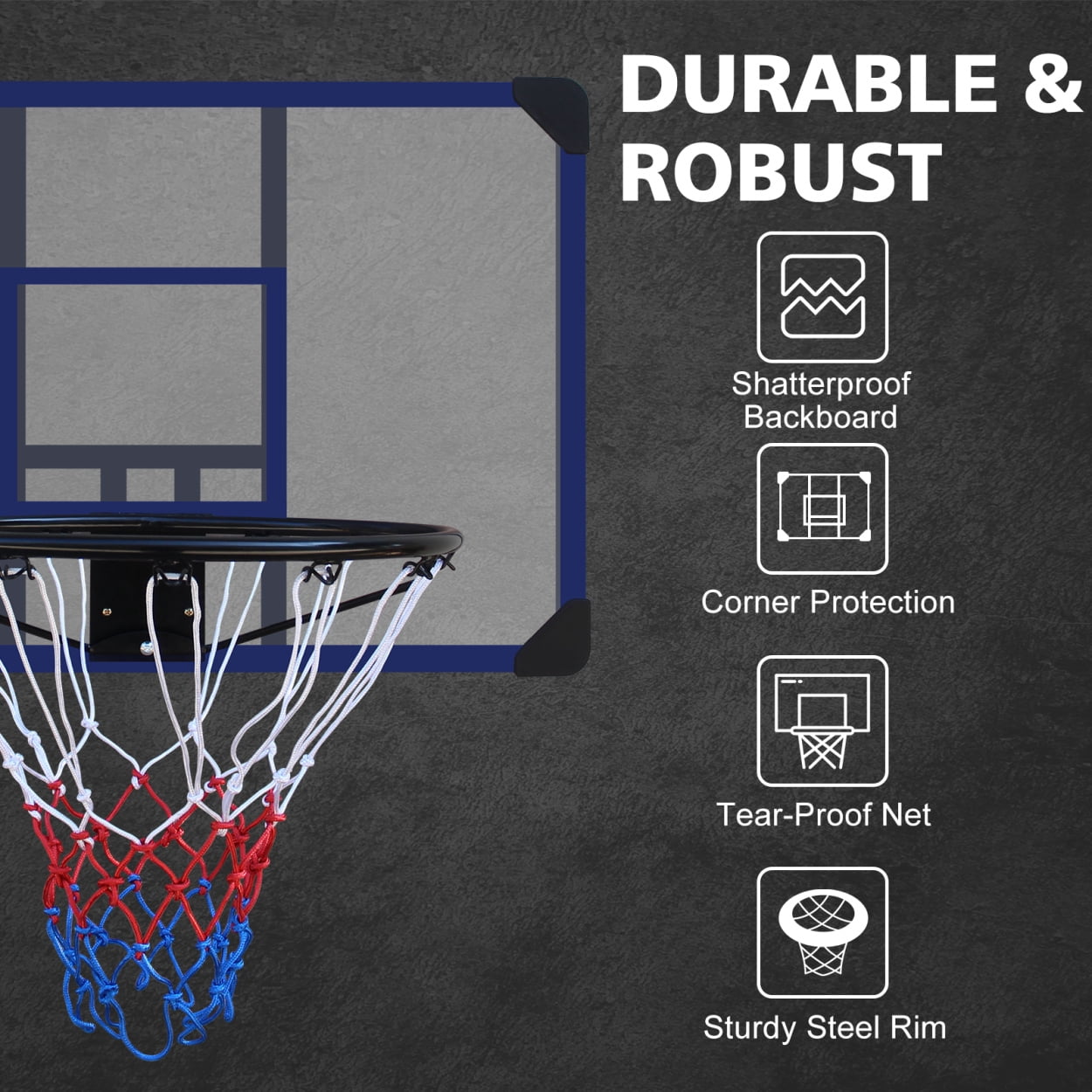 Wall-Mounted Basketball Hoop 35x24" Shatterproof Backboard Foldable Design Durable Metal Construction All-Weather Mesh for Indoor/Outdoor Home Gym Use