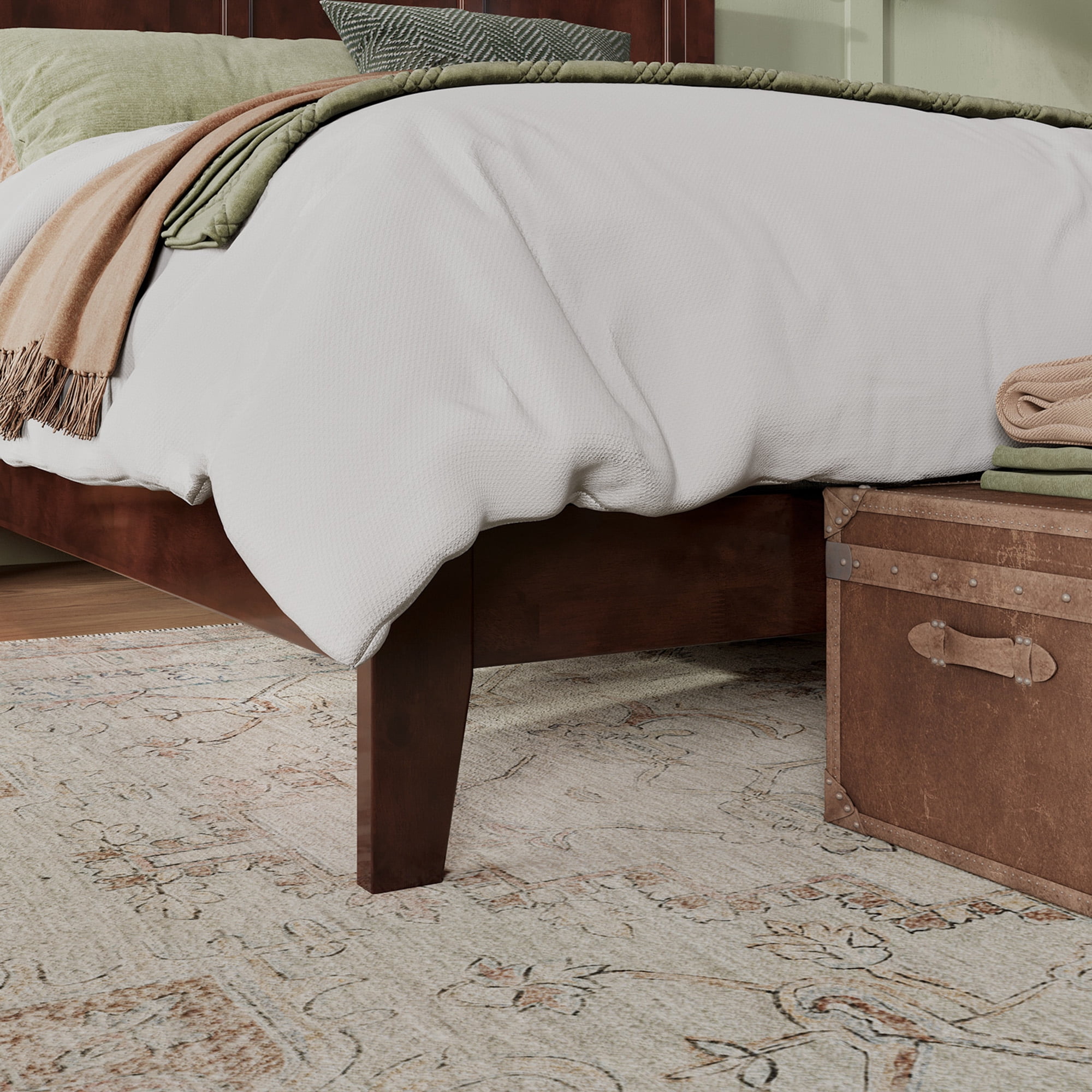 AFI Madison Queen Solid Wood Foundation Bed, Walnut