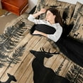 thumbnail image 4 of Manfei Rustic Farmhouse Cabin Bedding Comforter Set 7pcs, Jungle Deer Animal Queen Bedding Sets, Brown Wooden Plank Reversible Queen Sheet Sets, Lightweight Room Decor, 4 of 7