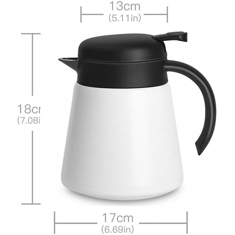 WhiteRhino 27oz Thermal Coffee Carafe for Keeping Hot,White Small Coffee  Thermos with Lid