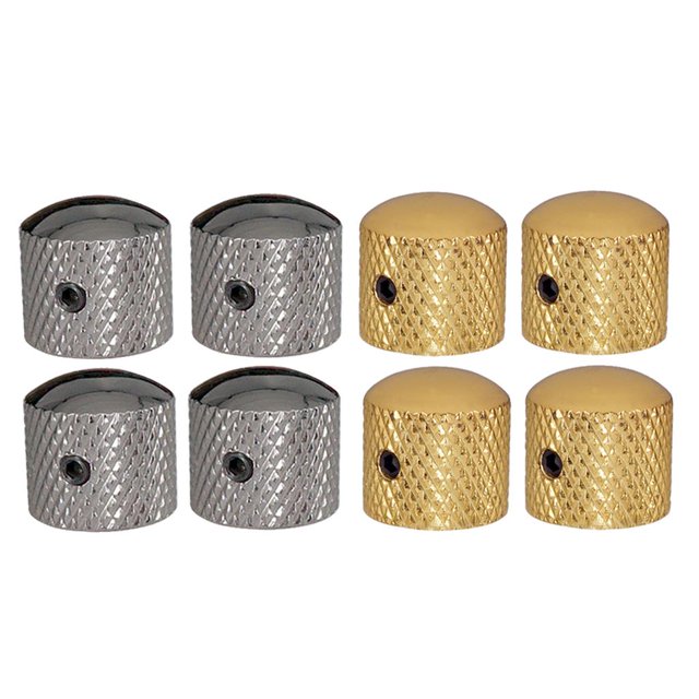 Potenciómetro de perillas de cúpula de metal métrico para guitarra eléctrica o bajo, dorado + gris (8 Hugo Perilla de control de volumen de tono