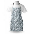 thumbnail image 4 of Abstract Apron, Pastel Illustration of Victorian Style Curves and Strokes Floral Details, Unisex Kitchen Bib with Adjustable Neck for Cooking Gardening, Adult Size, Cadet Blue and White, by Ambesonne, 4 of 4