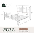 thumbnail image 5 of Amolife Full Bed Frame, Metal Platform Bed with Crown-Shaped Headboard and Footboard, 12.6'' Under-Bed Storage Space, No Box Spring Needed, White, 5 of 12