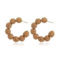 thumbnail image 4 of Pendientes de ratán Pendientes colgantes de aro con bola de rafia bohemia de verano para mujeres y niñas Pendientes llamativos de mimbre de paja ligeros Pendientes de playa bohemios Regalos de joyería, juego de 4 pares JM, 4 of 5