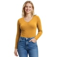thumbnail image 3 of Emmalise 5-Pack Women’s Long Sleeve Junior V-Neck Shirts-Bright & Pastel Color-M, 3 of 4