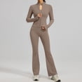 thumbnail image 2 of JFGHDG Women's 2 Piece Activewear Set, Zip-Up Long Sleeve Jacket & High Waist Flare Leggings for Yoga and Casual Wear Khaki XL, 2 of 8