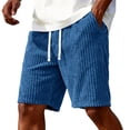 thumbnail image 4 of Garbnen Corduroy Shorts Elastic Waist Wide Leg Mens Athletic Shorts Breathable Big and Tall Fitness Going Out Mens Bermuda Shorts with Pockets Blue XXL, 4 of 9