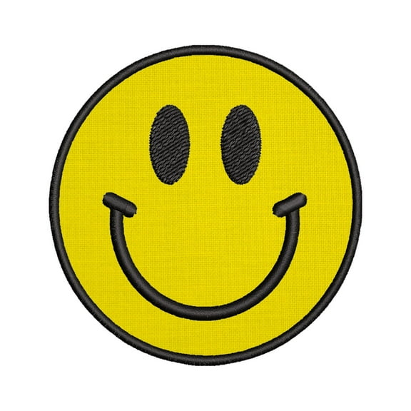 Emoji Smile Embroidered DIY Iron on or Sew-on Decorative Patch Badge Emblem Appliques Hippie BoHo 70's Peace Series