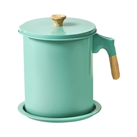 

Oil Storage Grease for Kitchen 1.4L Grease Container with Strainer and Dust-Proof Lid Oil Filter Pot Light Green