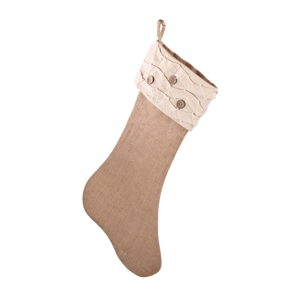 Burlap Stocking with hanger Beige Color 16 long Holiday Decor Craft Supplies**