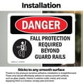 thumbnail image 3 of (2 Pack) Fall Protection Required Beyond OSHA Danger Sign 7 Inch X 5 Inch Vinyl Label Decal Sticker Weather Resistant, UV Protected for Workplace, Business, and Construction Site, Made, 3 of 7