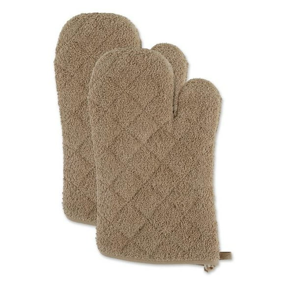 Design Imports CAMZ12831 Terry Oven Mitt, Stone - Set of 2