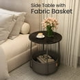 thumbnail image 5 of LEDREM Modern Round Accent Table with Fabric Storage Bin, Compact Nightstand for Bedroom & Living Area, Space-Saving Furniture with Patented Design, Black, 5 of 7