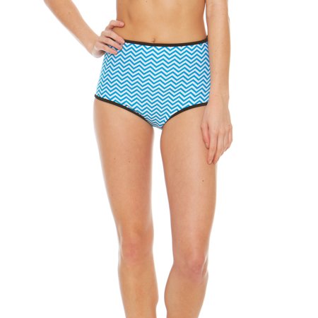 bra society women's plus-size geometric neoprene full coverage high-waisted bikini bottom, chevron blue,