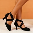thumbnail image 4 of Willtoo Ladies' Dance Shoes, Indoor Fabric Cross Straps, Low Heels, Comfortable And Well-Fitting, 4 of 6