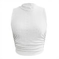 thumbnail image 4 of Womens Tops 2025 Women's Fashionable Simple Open Umbilical High Neck Mesh Versatile Tank Top Shirts for Women, 4 of 4