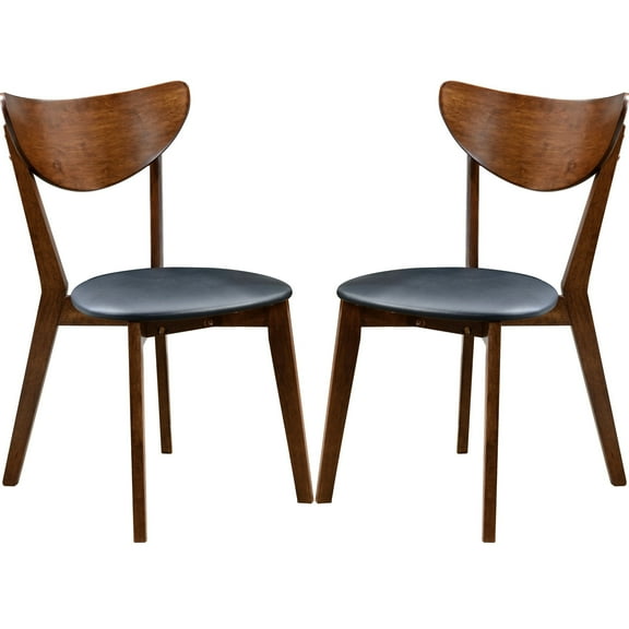 A Line Furniture Retro Design Dark Walnut and Black Seat Dining Chairs (Set of 2) 2-Piece Set of 2