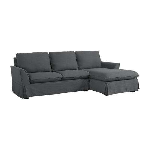 Furniture of America Skirted Transitional Faux Linen Delbi Sectional, Gray