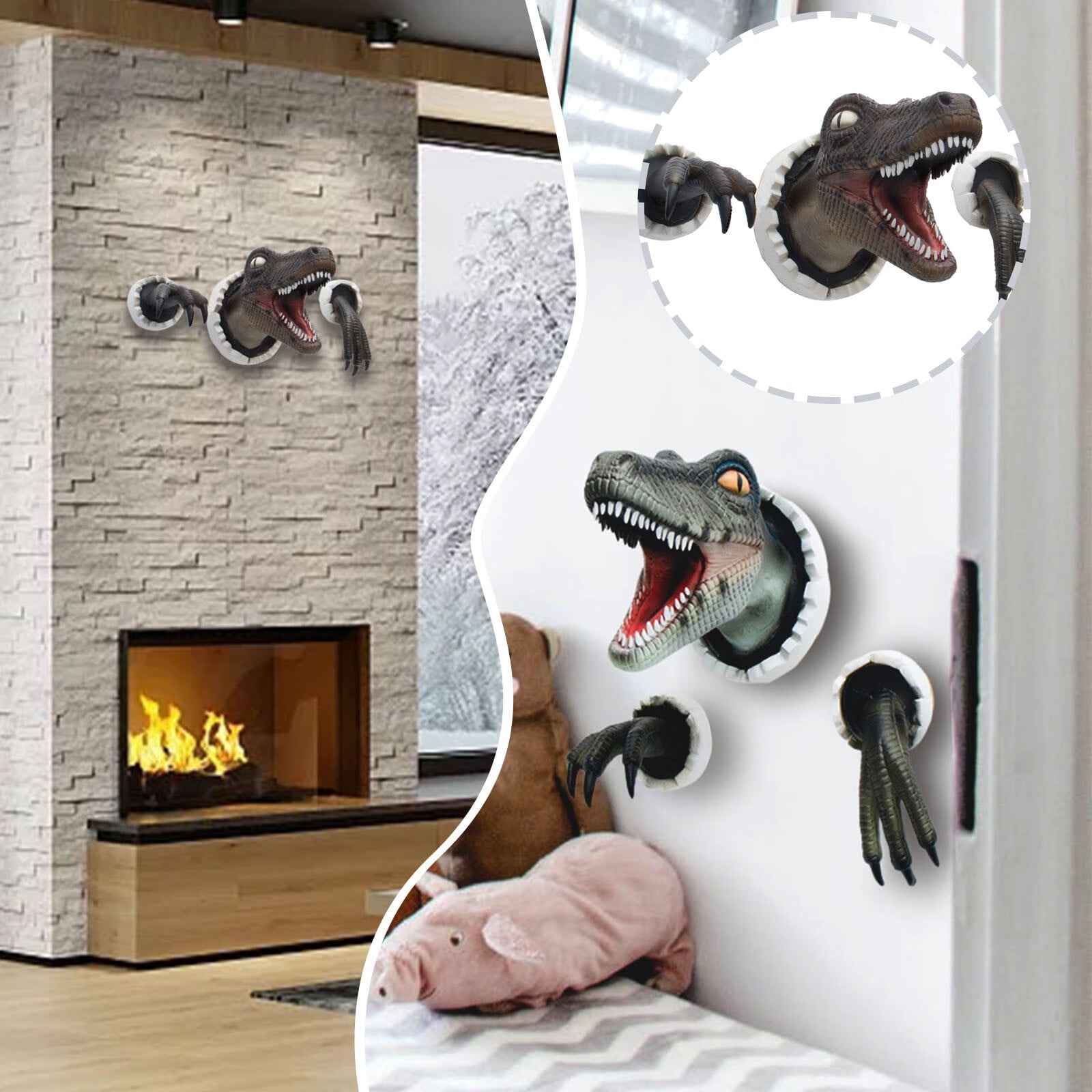 Ounabing Wall Mounted Dinosaur Sculpture Wall Art Life Like Wall