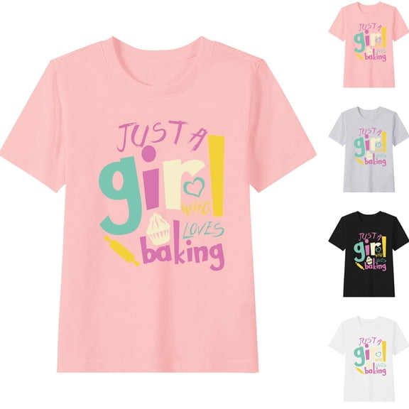 Bixock Toddler Boys Girls Short Sleeve Shirts Baking Theme Print T Shirt Crew Neck Tops Toddler Clothes 1Y-12Y