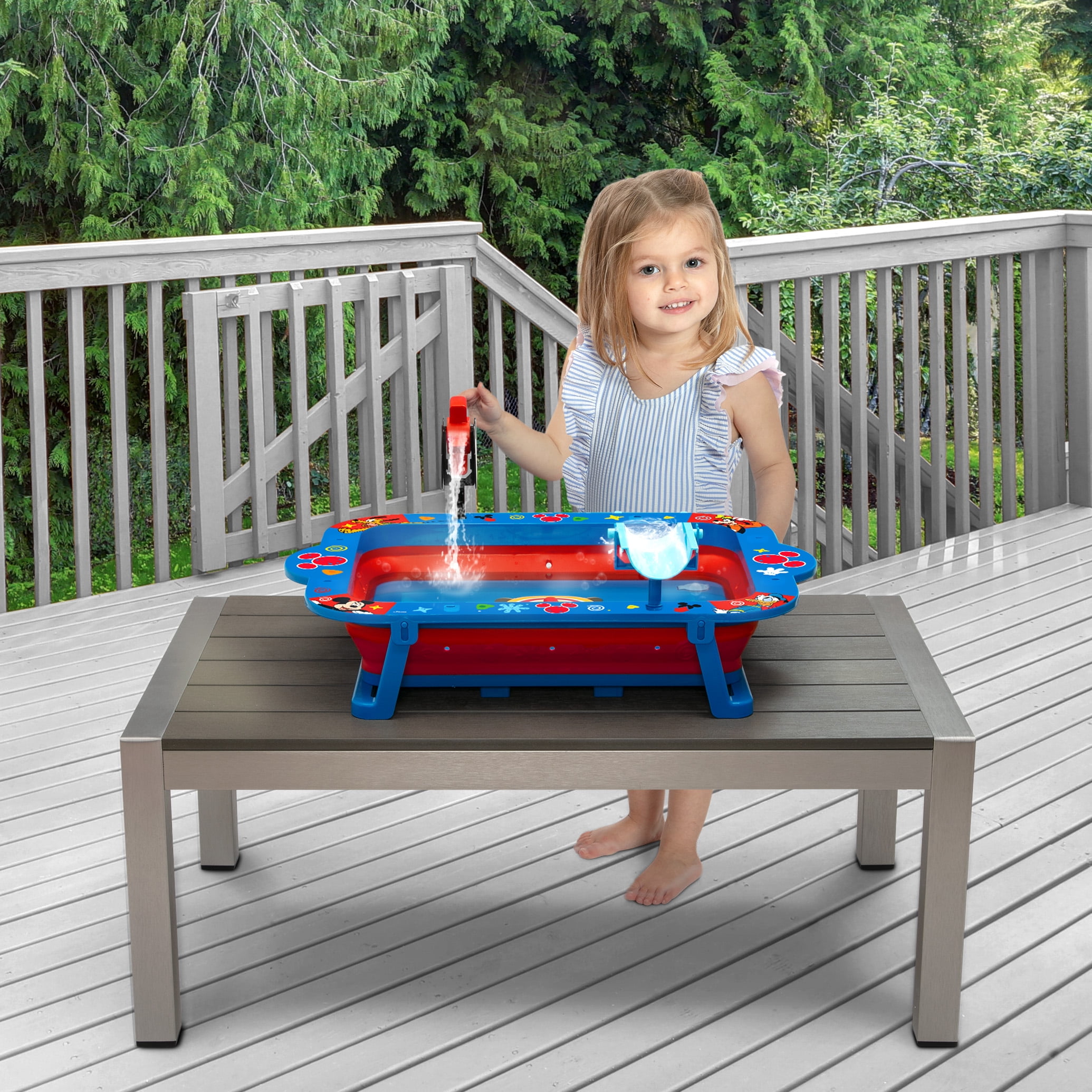 Disney Mickey Mouse Water Activity Table by Delta Children - Collapsible & Portable - Ideal for Travel, Blue