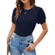 thumbnail image 1 of Txlixc Camiseta de Mujer, Cuello Redondo Manga Corta Patchwork Verano Slim Fit Tops para Casual Diario Txlixc Estilo de ocio, 1 of 5