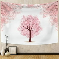 DaShan Large Tree Tapestry Wall Hanging,Pink Floral Leaves Tapestries for College Dorm Living Room 50x40 Inches