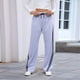 thumbnail image 4 of Pantalones Deportivos de Pierna para Mujer, Informales, de Cintura Alta, Rectos, con Cordón y Bolsillos Gris S, 4 of 9