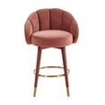 thumbnail image 2 of TOV Furniture Myla Salmon Swivel Velvet Counter Stool with Gold Accents, 2 of 7