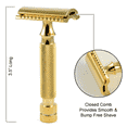 thumbnail image 2 of Stainless Steel 3.5" Long Safety Razor for Men - Double Edge Razor (24K Gold), 2 of 6