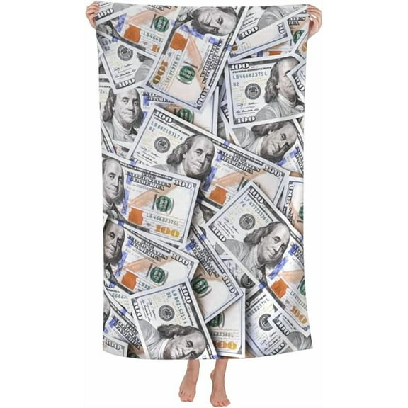 52x32in Dollar Money Novelty Pattern Fun Beach Towel Quick Dry Bath Towels for Bathroom Soft Sand Free Beach Towels Summer Essentials Travel Swimming Decor Gifts for Women Men