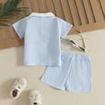 thumbnail image 4 of felwors Toddler Boy Patchwork Summer Outfits Short Sleeve Button Down Shirt Tops & Casual Shorts Sets Baby 2T 3T 4T 5T Clothes(6-9 Months), 4 of 7