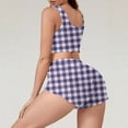 thumbnail image 5 of YUGYXL Women Plaid Pajama Set Cami Top and Shorts Sleepwear 2 Piece Loungewear Cute Nightwear Soft Lounge Set Summer Pjs Purple L, 5 of 6