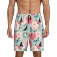 thumbnail image 2 of Rocae Roses and Butterflies for Men's Soft Sleep Pajama Shorts, Waistband and Pockets, 2 of 9