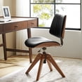 thumbnail image 2 of Adjustable Modern Swivel Leather Desk Task Chair Criss Cross for Makeup Vanity Black, 2 of 9