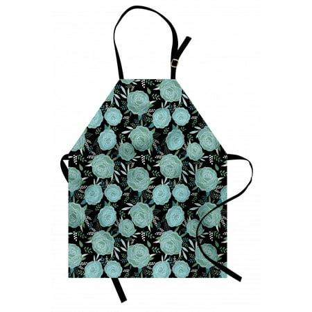 

Floral Apron Vintage Style Romantic Flowers Budding Unisex Kitchen Bib with Adjustable Neck for Cooking Gardening Adult Size Charcoal Grey Pale Teal by Ambesonne