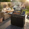 thumbnail image 3 of Outdoor Kitchen Barbecue Grill 46" 75300 BTU 6-Burner Stainless Steel Gas Island Grill with Rotisserie Black, 3 of 15