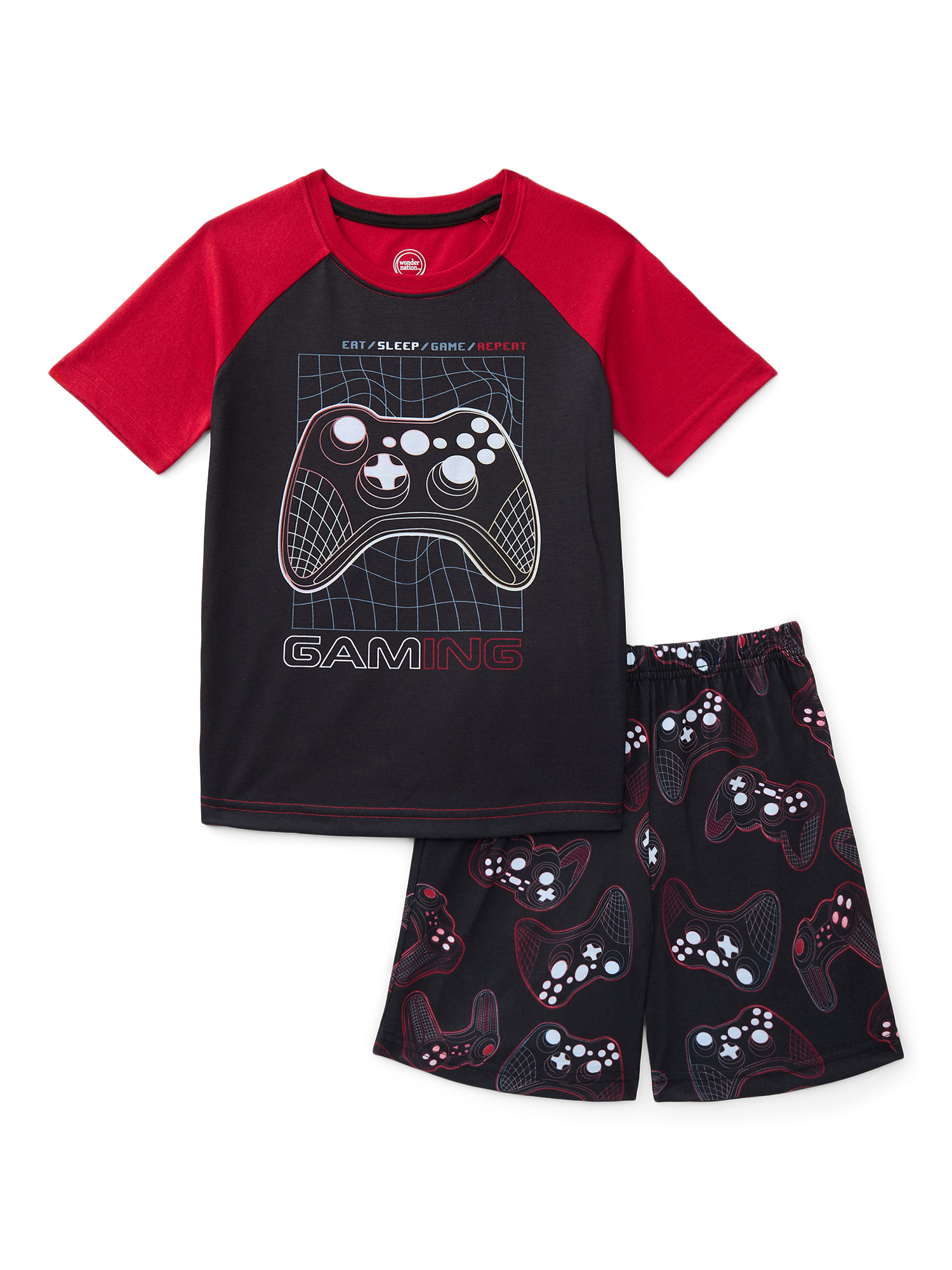 Wonder Nation Boys Tee and Shorts Pajama Set, 2-Piece, Sizes 4-18